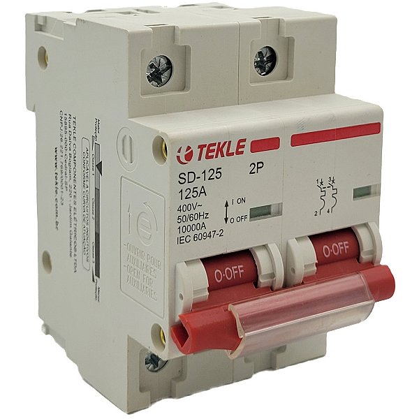 Disjuntor Termomagnetico  Bipolar  SD-125 125A 2P Curva C - 10kA TEKLE
