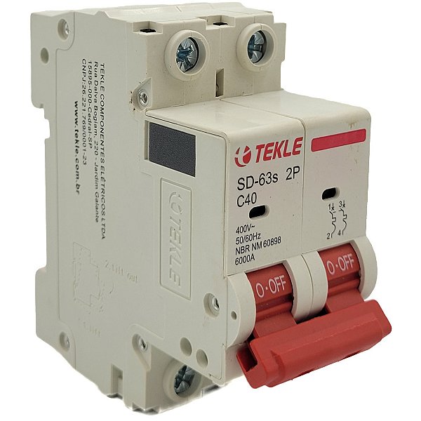 Disjuntor Termomagnetico  Bipolar  SD-63s 40A 2P Curva C - 6kA TEKLE