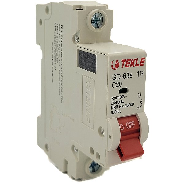 Disjuntor Termomagnetico  Monopolar  SD-63s 20A 1P Curva C - 6kA TEKLE