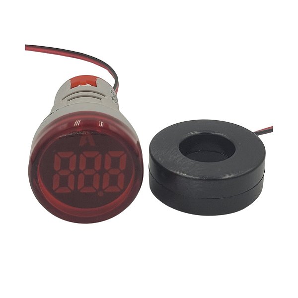 AMPERIMETRO DIGITAL 22MM VERMELHO DE 0-100A - AD16-22ADS