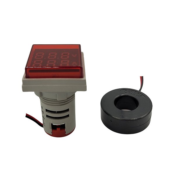 AMP. E VOLT. DIGITAL 22MM VERMELHO AD16-22AVS 60HZ 60-500VAC 0-100A