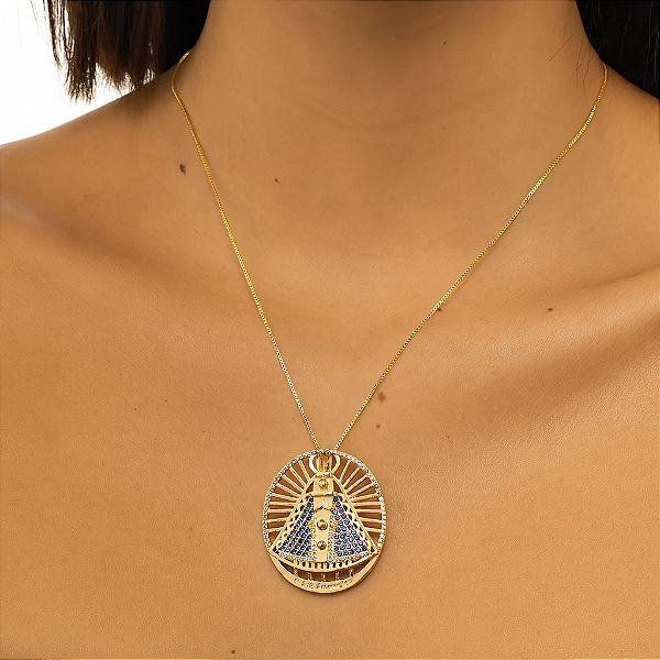 Colar Nossa Senhora Aparecida Banhado a Ouro 18K