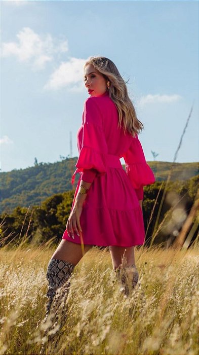 VESTIDO PINK COM CINTO