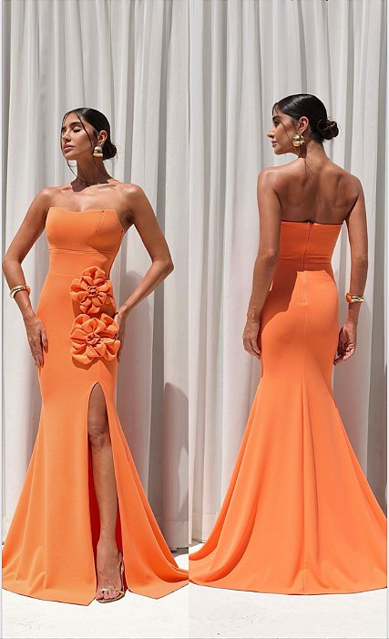 VESTIDO DE FESTA LARANJA