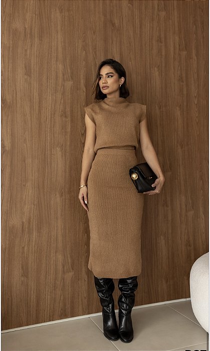 CONJUNTO TRICOT CARAMELO