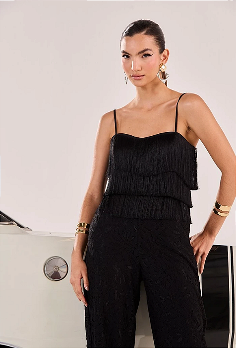 BLUSA ALFAIATARIA COM FRANJAS