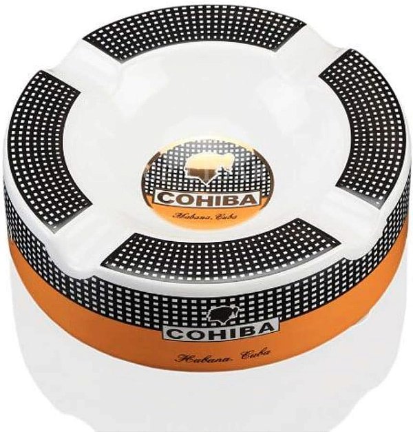 Cinzeiro Cerâmica Cohiba Branco X4 Redondo