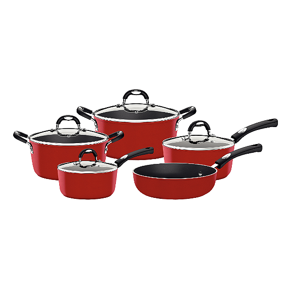 Jogo de Panelas Tramontina 5 Peças Mônaco Starflon Premium Aluminio Antiaderente Externo Siliconado