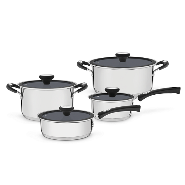 Jogo de Panelas Tramontina Solar Ceramic Aço Inox Fundo Triplo e Interno Cerâmico Grafite 4 Peças