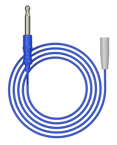Cabo Para Pinça Monopolar 3,0 MT Conectores: Macho Ø8 mm e Macho Isolado Padrão MF Pino Cônico ØD= 2,7 x d= 2,1 mm MC-09
