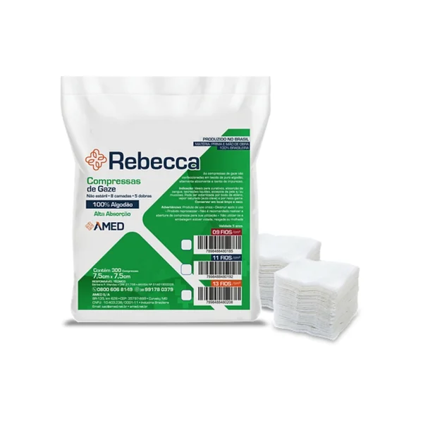 Compressa De Gaze 7,5 X 7,5 11f Com 500 Unidades 13cm X 24cm Rebecca - Amed