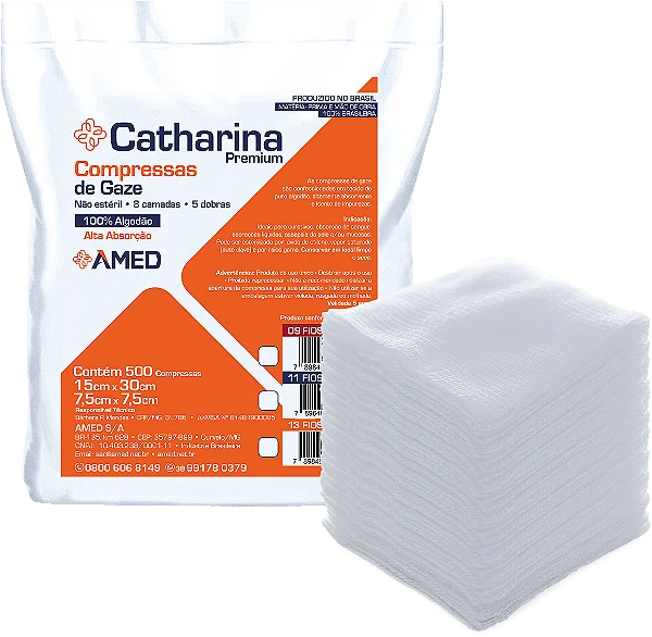 Compressa De Gaze 7,5 X 7,5 13f Com 500 Unidades 15cm X 30cm Catharina - Amed