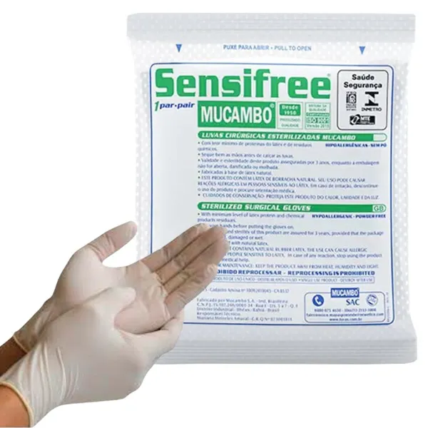 Luva Cirurgica 7,0 Sem Pó Sensifree - Mucambo