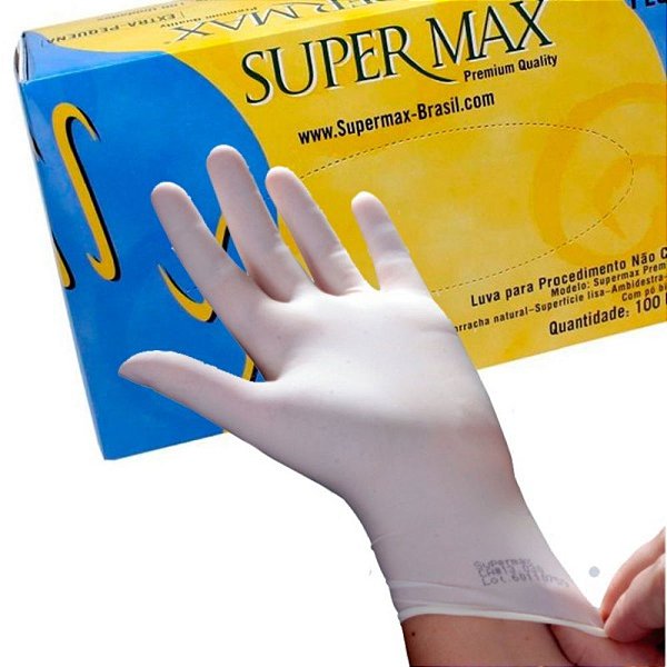 Luva De Latex Xp Com Pó 100 Unidades - Super Max