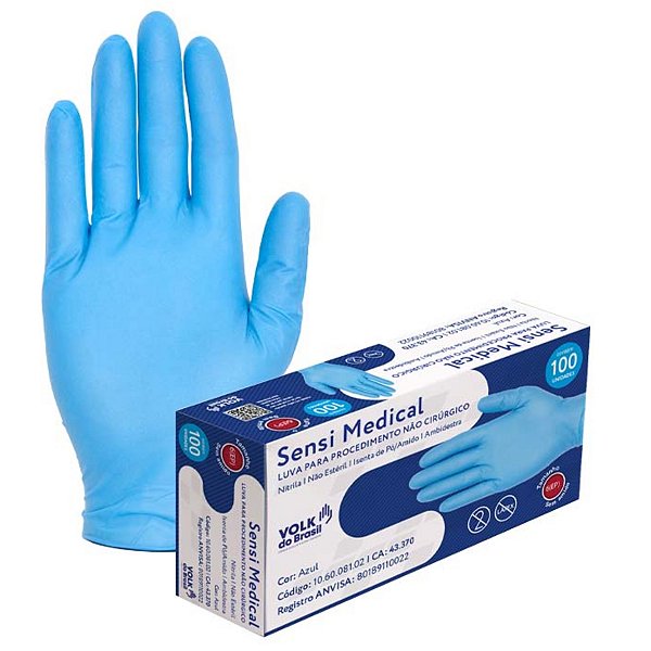 Luva Nitrilica Sem Pó G Azul - Volk