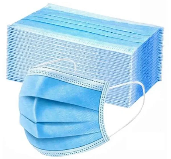 Mascara Cirurgica Tripla Azul Com Elastico Cx50 - Fort Health
