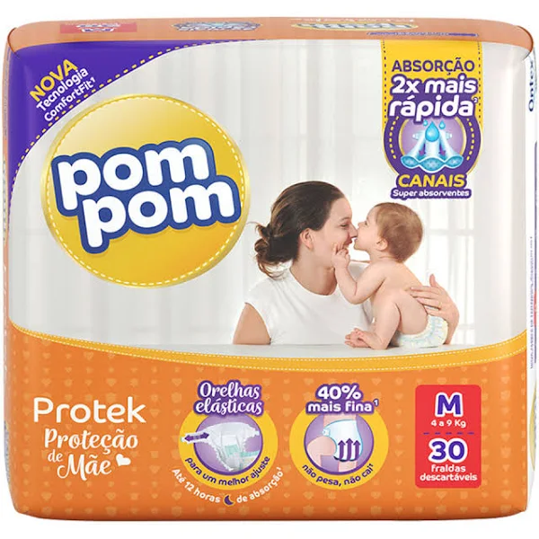 Fralda Descartavel Infantil Md Pct 30 - Pompom
