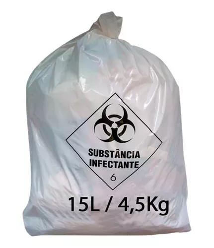 Saco De Lixo Hospitalar Infectante 15l Leitoso Com 100 Unidades - Araken