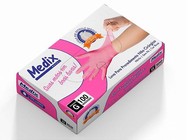 Luva Nitrilica P Rosa Sem Po - Medix