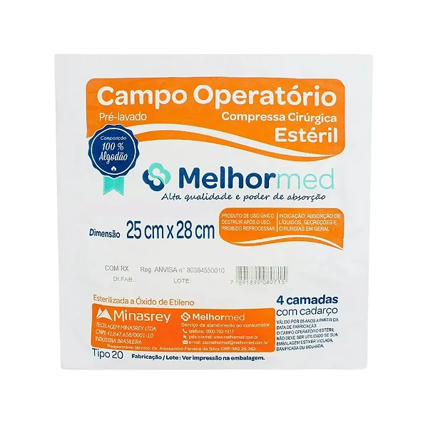 Campo Operatório 25 X 28 Estéril Com Rx Embalagem Dupla - Melhor Med