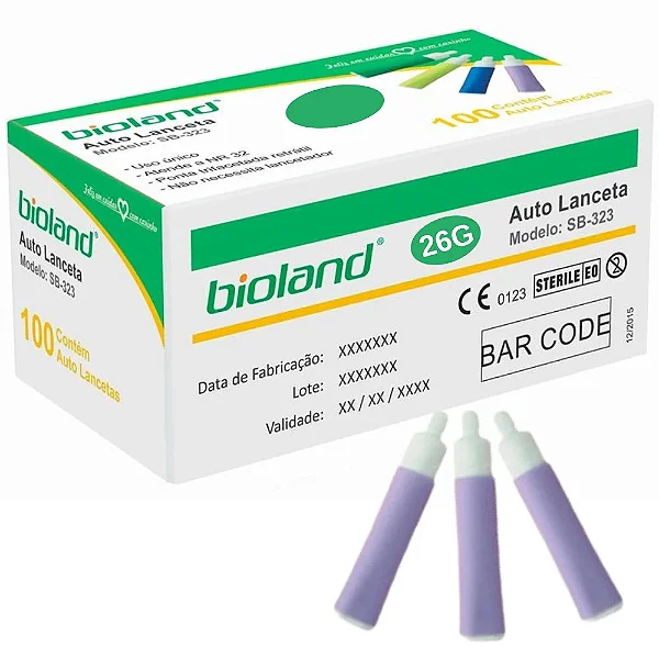 Lanceta De Segurança 26g 326 100 Unidades - Bioland