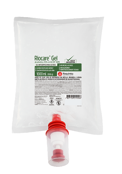 Antisséptico Riocare Gel Refil 1000 Ml / 900 G Standard