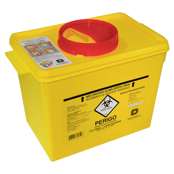 Balde Coletor Rigido 7,0l Perfurocortante Impermeavel Amarelo - Descarpack