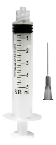 Seringa Descartável Com Agulha 05 Ml Agulha 25 X 7 Luer Lock - Sr