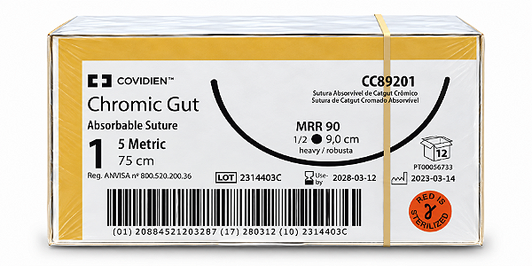 Fio Chromic Gut 1 75cm 9,0cm 1/2 Circulo Pta. Romba Rb Cx12 Cc89201 - Covidien