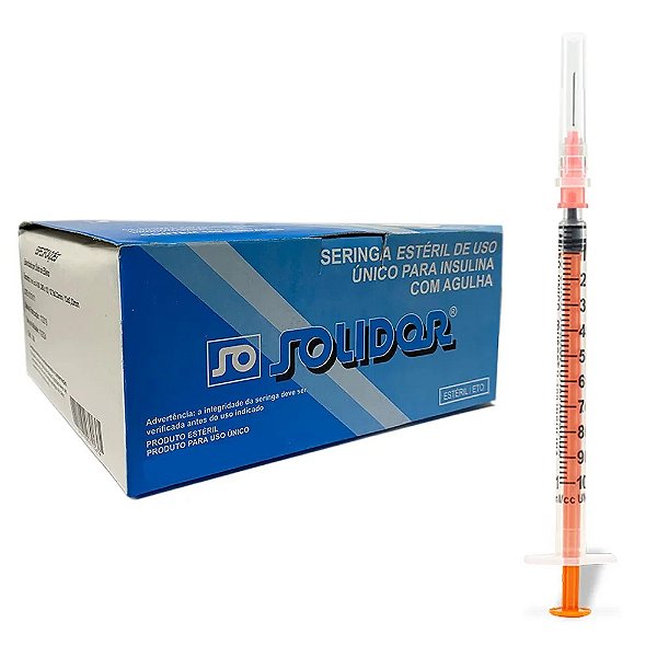Seringa Descartavel De Insulina 1ml Com Agulha Luer Slip 13 X 0,45 - Solidor