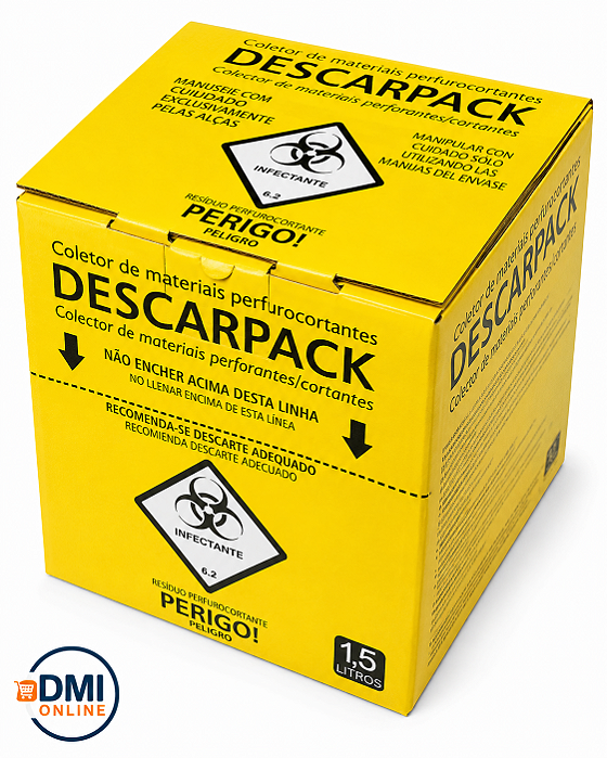 Caixa Coletora 1,5 L Para Material Perfuro Cortante 10 Unidades - Descarpack