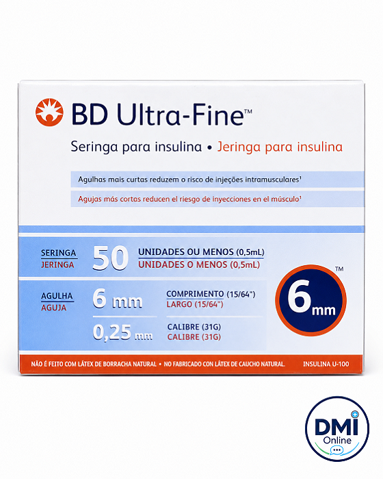 Seringa Ultra Fine 0,5ml Com Agulha 6 X 0,25 - Bd 10 und de seringa