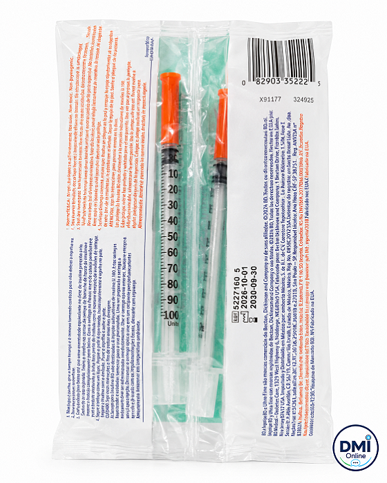 Seringa Ultra Fine 1,0ml Com Agulha 6 X 0,25 - Bd CAIXA / 10 UND