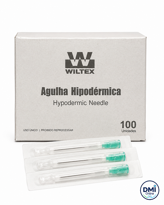 Agulha Descartável Hipodérmica 21g 25x0,8 Com 100 Unidades Wiltex
