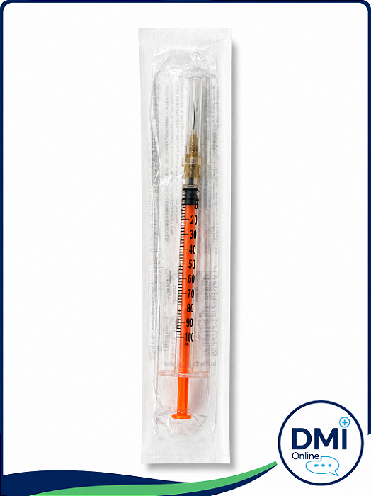 Seringa Descartavel De Insulina 1ml Com Agulha Luer Slip 13 X 0,45