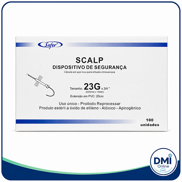 Scalp 23g Com Dispositivo Para Coletas Multiplas Cx100 Unidades - Safer