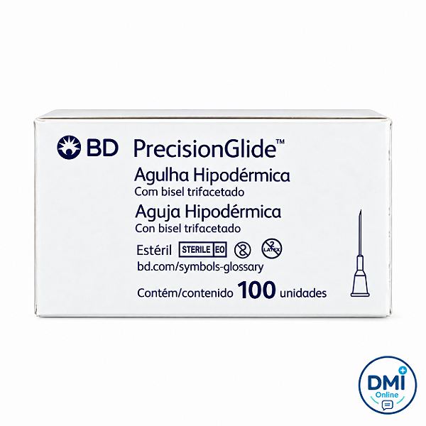 Agulha Hipodérmica PrecisionGlide 27G 13 x 0,40 mm 1/2" C/100 - BD