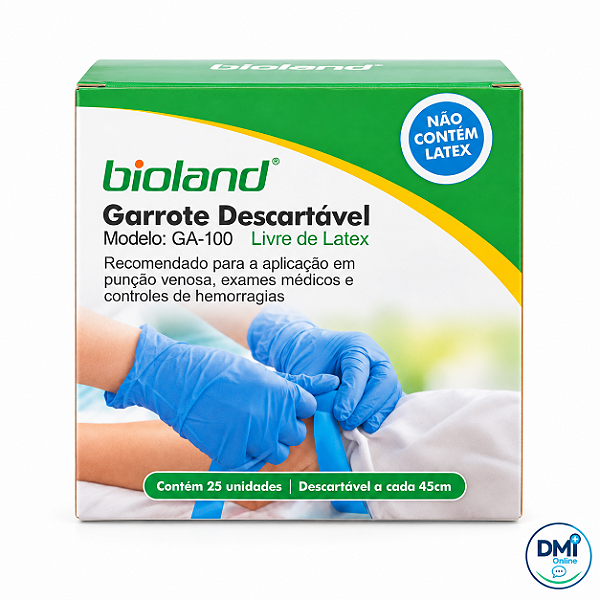 Garrote Descartável 2,5 x 45 cm Livre de Látex Bioland GA-100 C/25