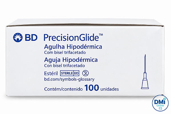 Agulha Hipodérmica 21G 30 x 0,8 mm 1 1/4" C/100 - BD