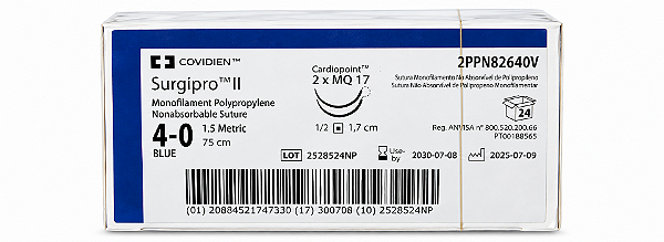 Surgipro II 4-0 75cm 1/2 1,7cm 2PPN82640V - COVIDIEN