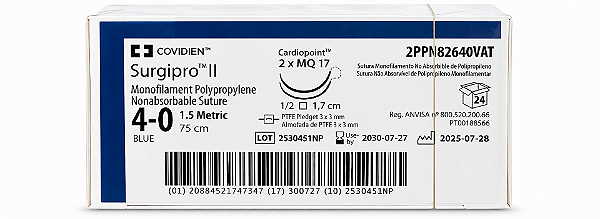 Surgipro II 4-0 75cm Agulha 1,7cm Ref. 2PPN82640VAT Cx/24 - COVIDIEN