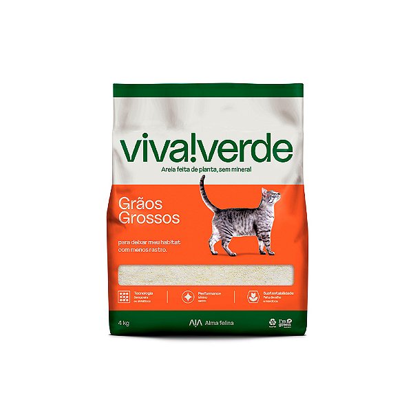 Areia Higiênica Viva Verde Grãos Grossos 4kg