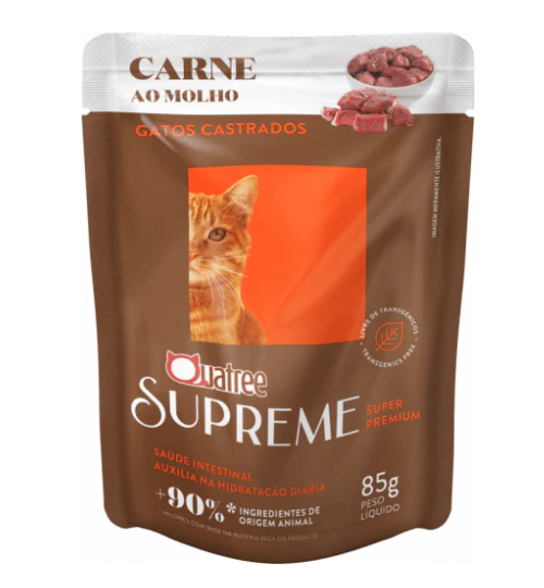 Quatree Supreme Sache Gatos Castrados Carne 85g