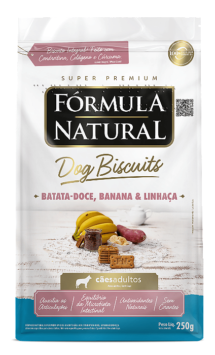 Fórmula Natural Dog Biscuits Cães Adultos Batata Doce, Banana E Linhaça 250g