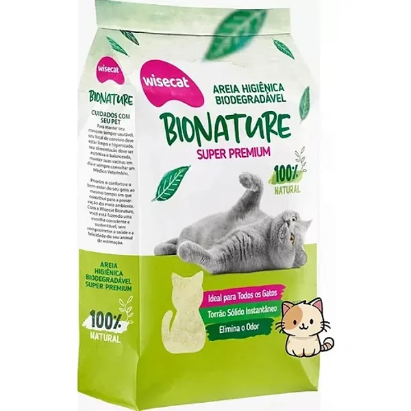 Areia Higiênica Wisecat Bionature 2kg