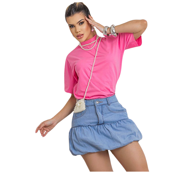 KIT 5 SAIA JEANS CLARO BABADO REF-2025CL TAM - 36 AO 44