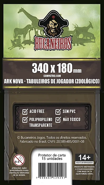 Sleeves Bucaneiro Customizado para Ark Nova - Tabuleiros de Jogador (340x180mm)
