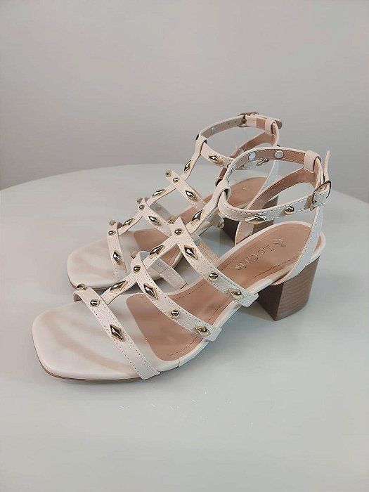 SANDÁLIA SALTO BLOCO OFF WHITE