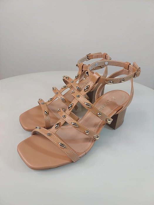 SANDÁLIA SALTO BLOCO CARAMELO