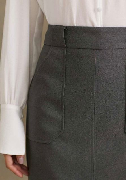 SAIA LAPIS COM BOLSOS - CINZA